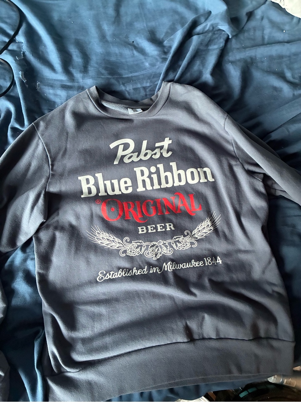 Pabst Blue Ribbon Original Logo Large Men's Navy Sweatshirt